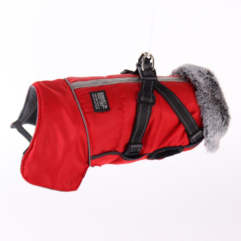 Pet Adventure All-Weather Reflective Jacket With Removable Fur Collar-0