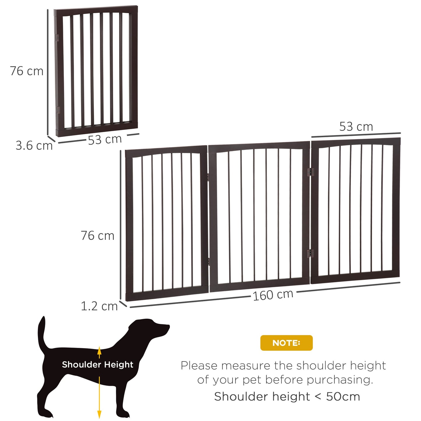 Folding 3 Panel Pet Gate Wooden Foldable Dog Fence Indoor Free Standing Safety Gate Portable Separation Pet Barrier Guard-2