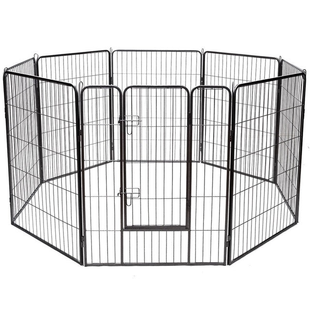 40" 8 Metal Panel Heavy Duty Pet Playpen Dog Fences Black Security Gate Supplies for Pets PS7067-5