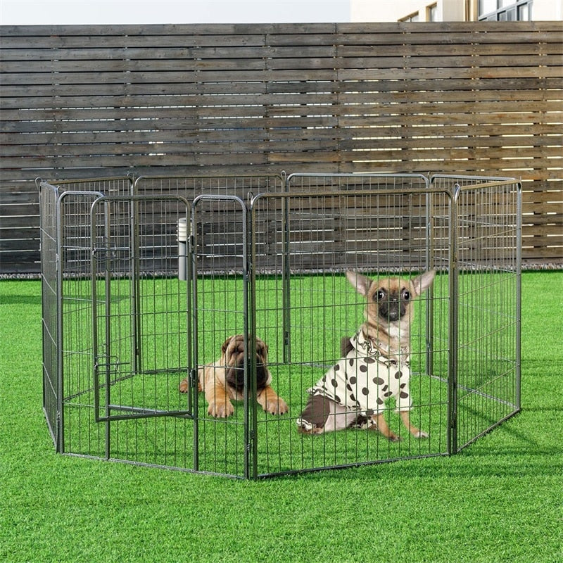 40" 8 Metal Panel Heavy Duty Pet Playpen Dog Fences Black Security Gate Supplies for Pets PS7067-4