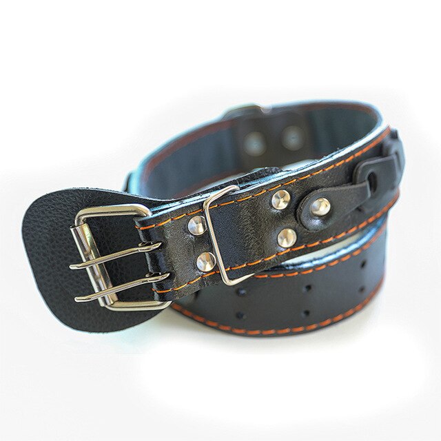 Pet Dog Collar Durable Leather Neck Strap Soft PU Leather Necklace Personalized Adjustable Collars for Large Dogs Pet Supplies-7