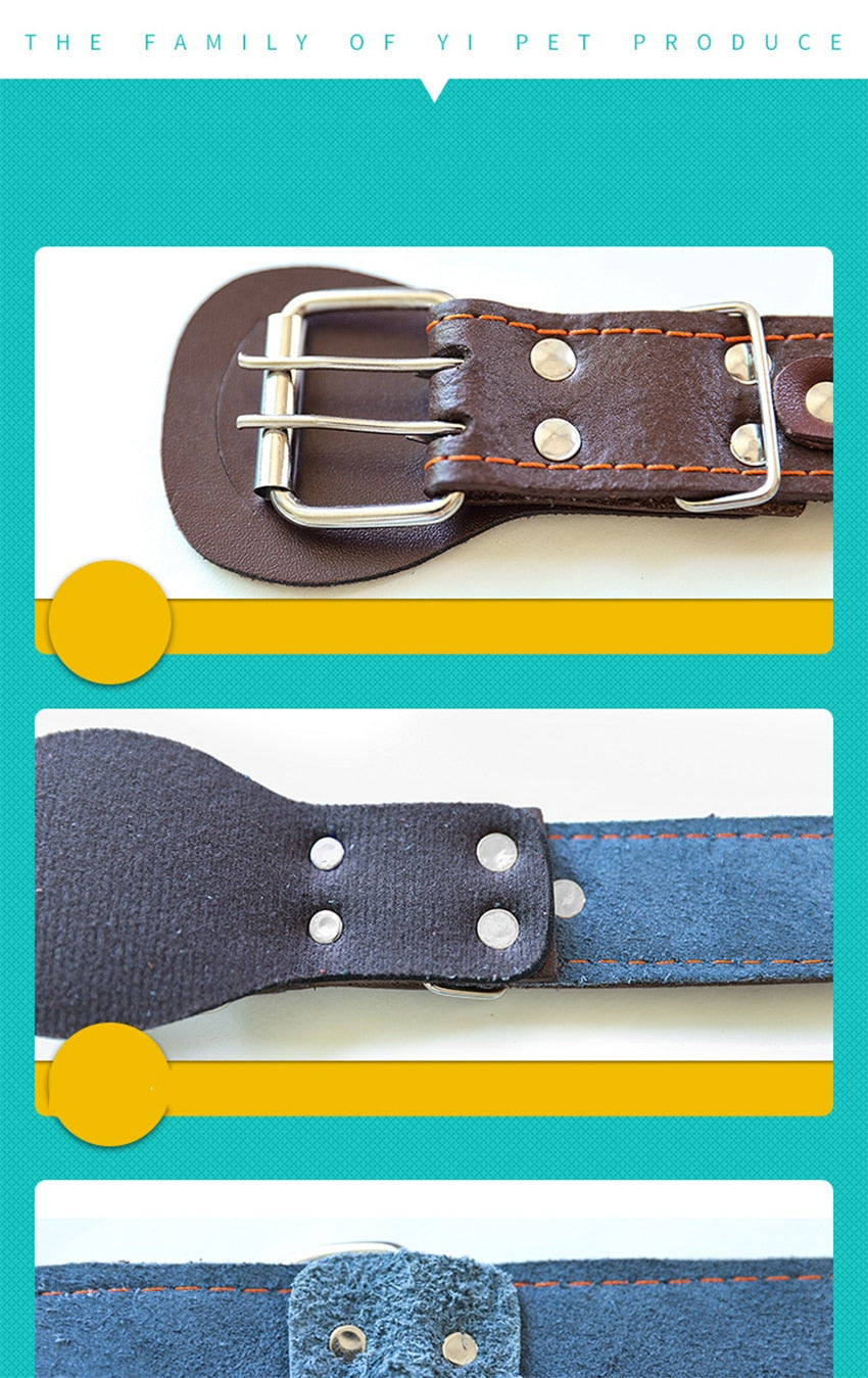 Pet Dog Collar Durable Leather Neck Strap Soft PU Leather Necklace Personalized Adjustable Collars for Large Dogs Pet Supplies-2