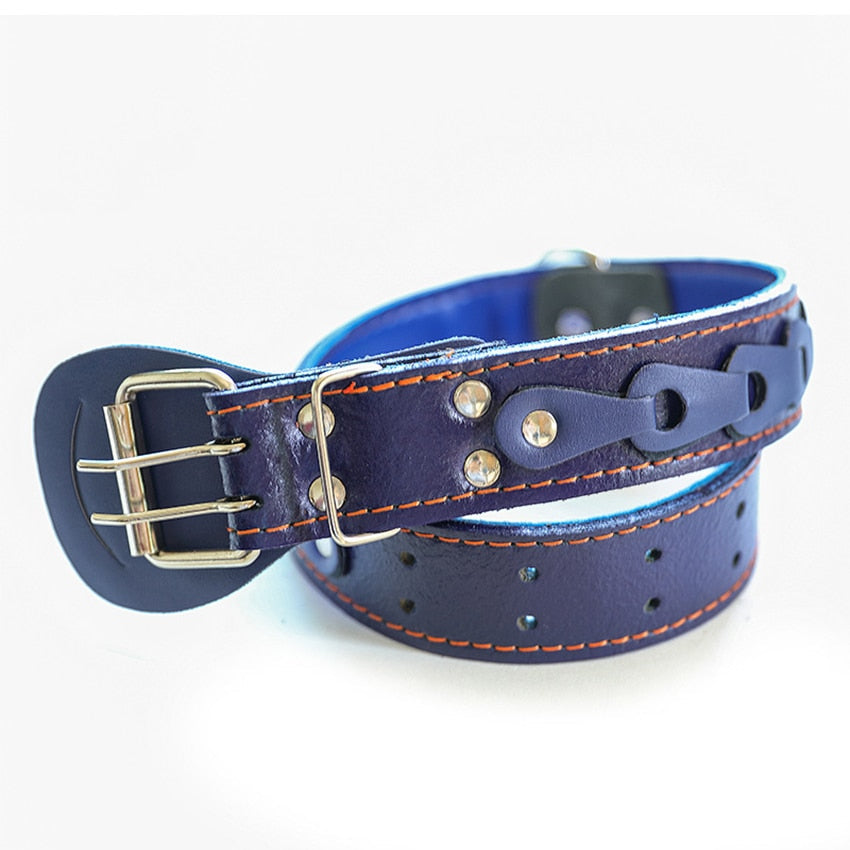 Pet Dog Collar Durable Leather Neck Strap Soft PU Leather Necklace Personalized Adjustable Collars for Large Dogs Pet Supplies-1
