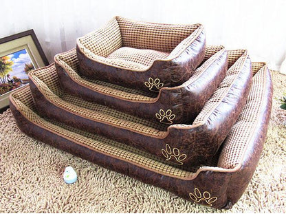 Luxury Suede Dog Bed Set With Free Bone, Blanket, And Summer Mat-4
