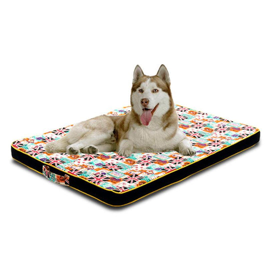 Luxury Printed Canvas Dog Bed - Thick And Comfortable Pet Mattress-0