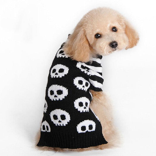 Skull Dog Halloween Sweater - Spooky Pet Fashion For All Seasons-0