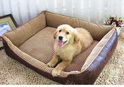 Luxury Suede Dog Bed Set With Free Bone, Blanket, And Summer Mat-2