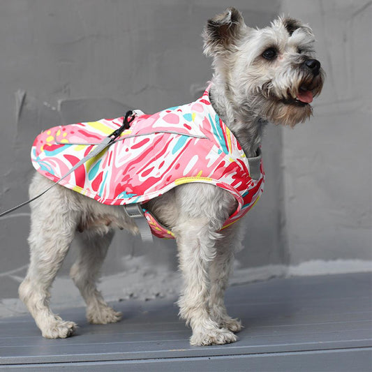 Reflective Waterproof Dog Jacket With Stylish Print Design-0