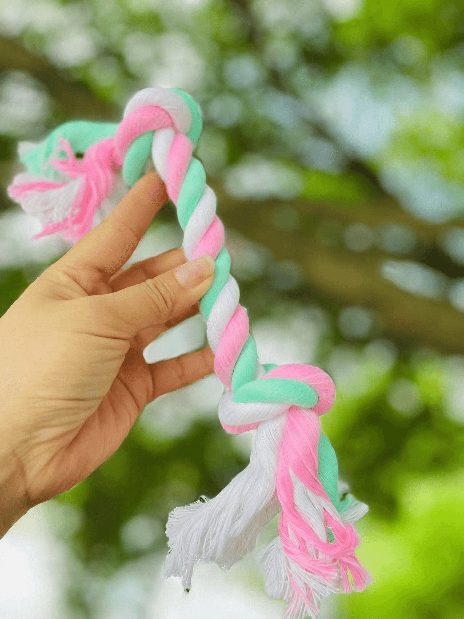 Sustainable Cotton 2-Knot Dog Chew Rope Toy-2