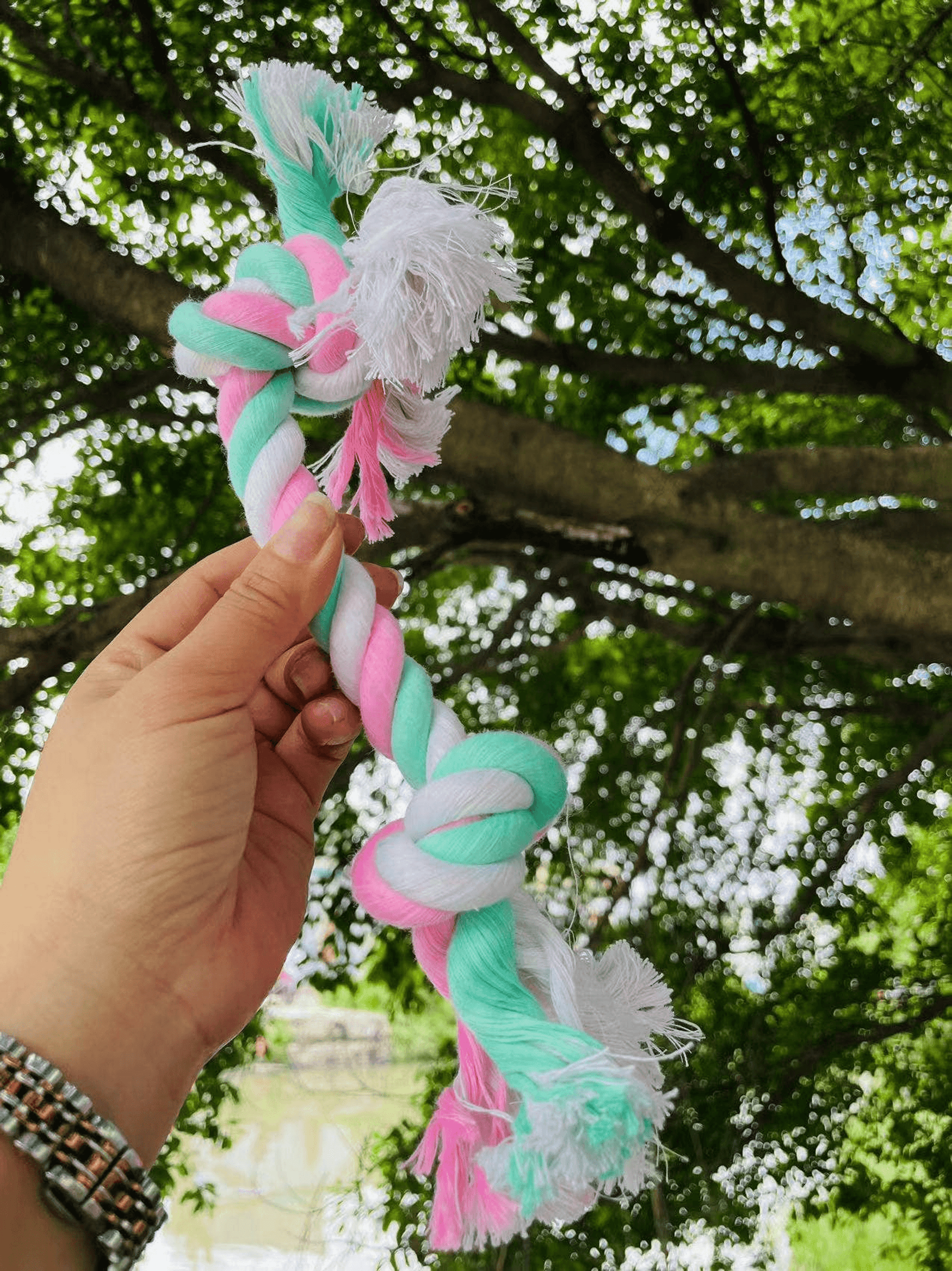 Sustainable Cotton 2-Knot Dog Chew Rope Toy-4