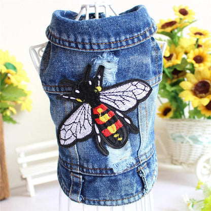Stylish Denim Dog Jacket: Trendy Pet Fashion For Small Dogs-3