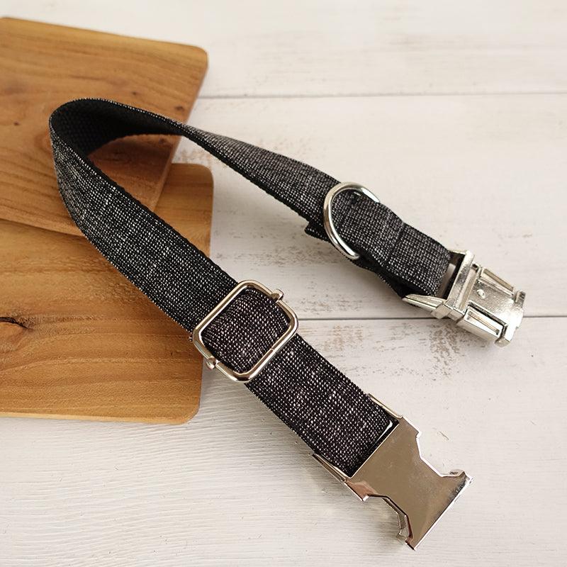 Thicken Soft Dog Collar Set - Elegant Black With Light Gold Accents-1