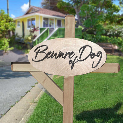 Beware of Dog, Sign, Birch wood, Dog Sign, Beware of Dog Plaque - 320311-0