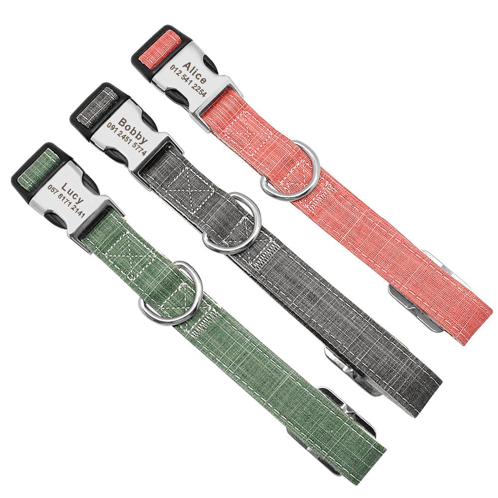 Personalized Engraved Dog Tag Collar - Customizable Nylon Collar For Medium To Large Dogs-3