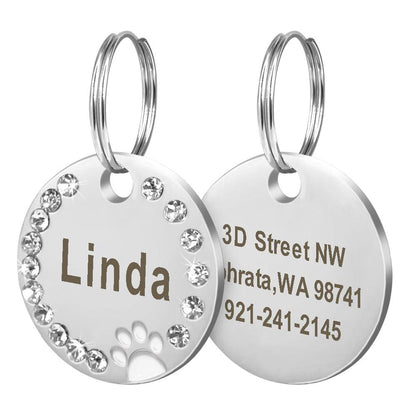 Personalized Round Metal Dog Tag Keychain-0