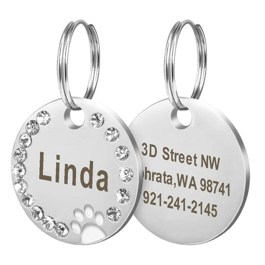 Personalized Round Metal Dog Tag Keychain-0