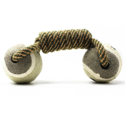 Pet Dental Dumbbell Rope Tennis Ball Chew Toy - Teeth Cleaning Fun-2
