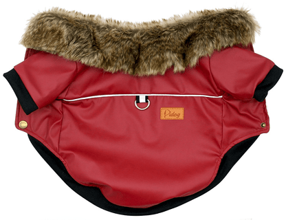 Luxury Fur-Trimmed Leather Jacket For Dogs-4