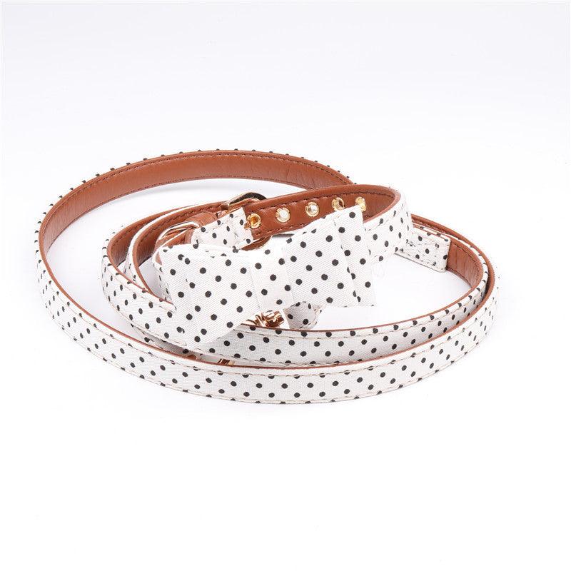 Polka Dot Pet Fashion Set: Triangle Scarf Collar, Bowknot Collar, And Leash-16