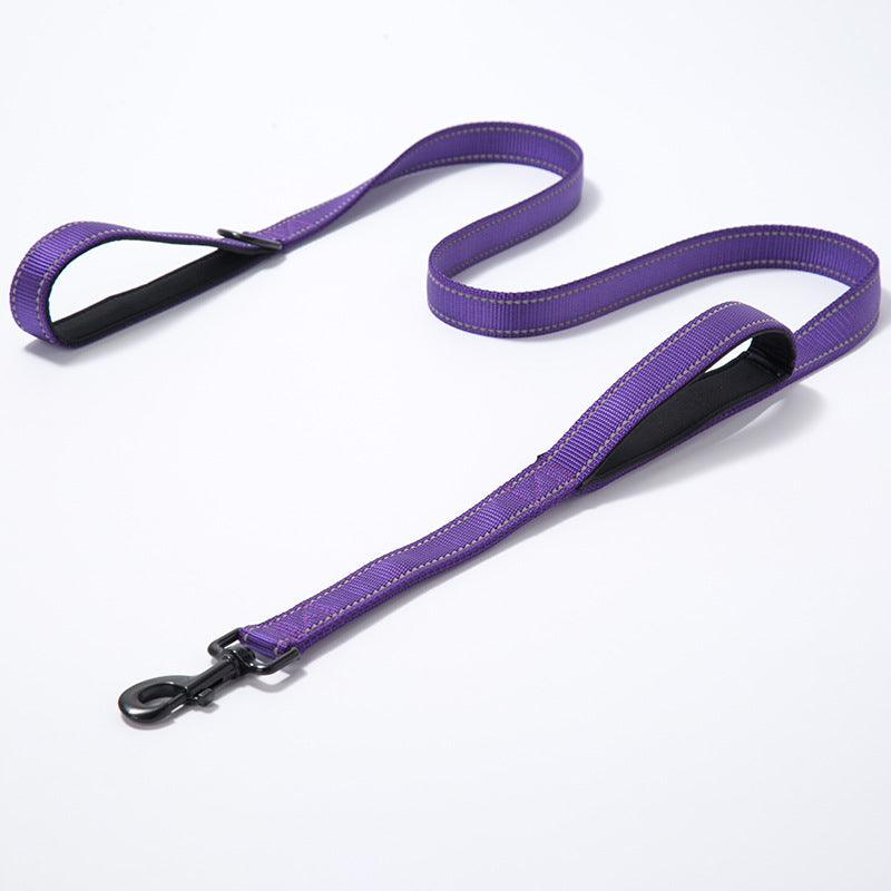 Reflective Nylon Double Thickened Dog Leash - Enhanced Visibility And Durability-8