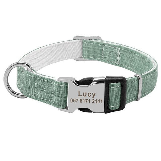 Personalized Engraved Dog Tag Collar - Customizable Nylon Collar For Medium To Large Dogs-0