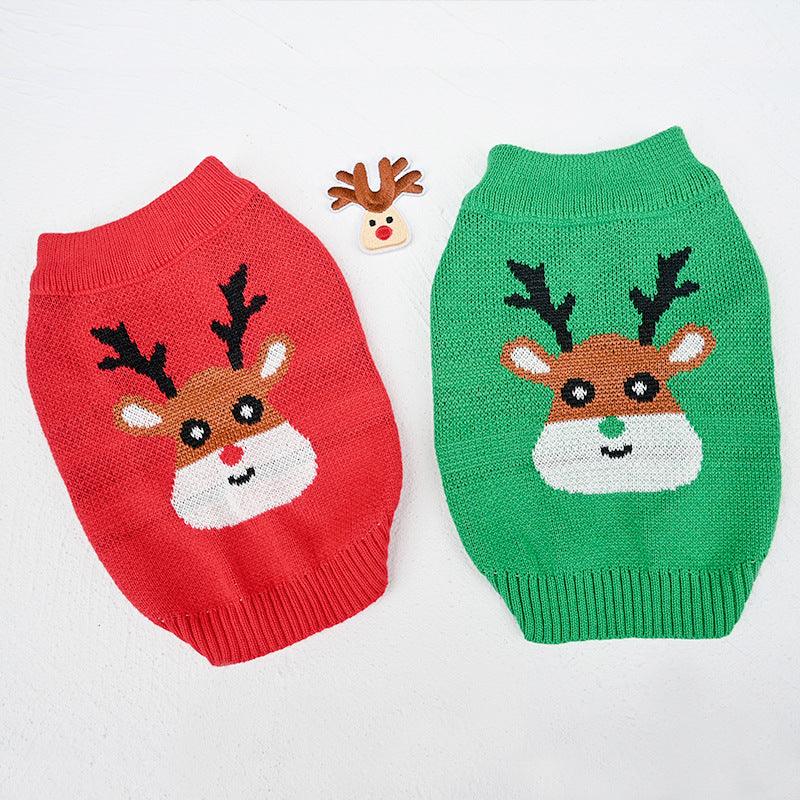 Festive Fairytale Pet Sweater: Elk Printed Knitwear For Dogs And Cats-2