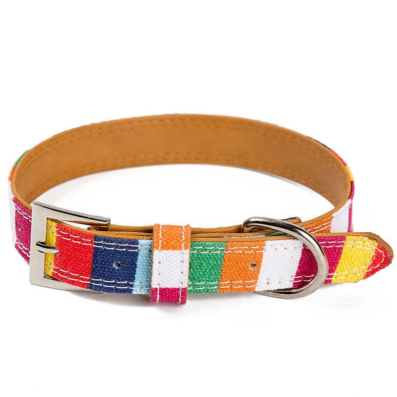 Colorful Rainbow Pu Leather Pet Dog Collar - Designer Collar For Big And Small Dogs-3