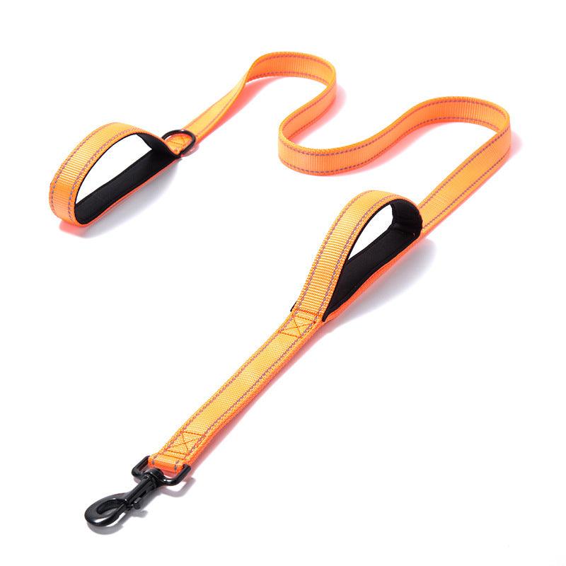 Reflective Nylon Double Thickened Dog Leash - Enhanced Visibility And Durability-3