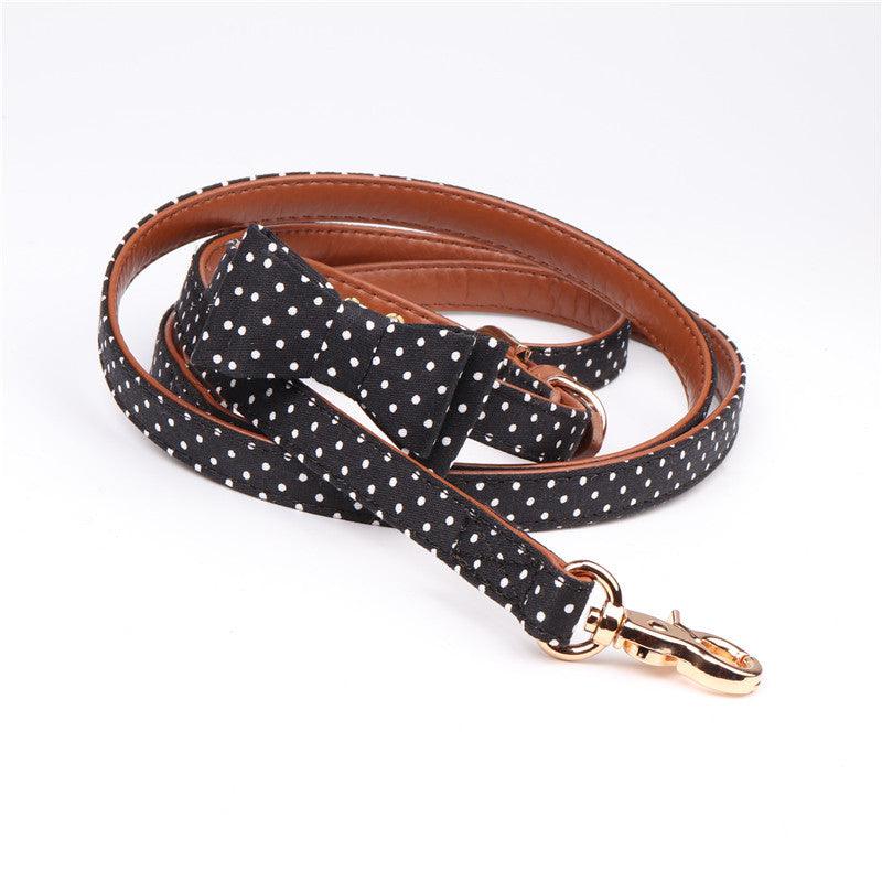 Polka Dot Pet Fashion Set: Triangle Scarf Collar, Bowknot Collar, And Leash-14