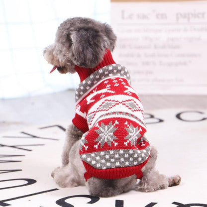 Festive Reindeer Print Christmas Dog Sweater-0