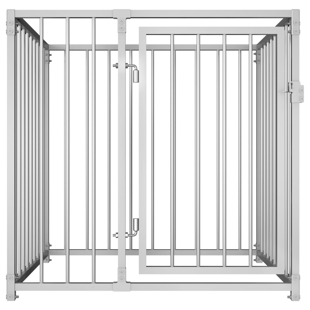 vidaXL Outdoor Dog Kennel Large Dog Crate Dog Cage Playpen Galvanized Steel-0