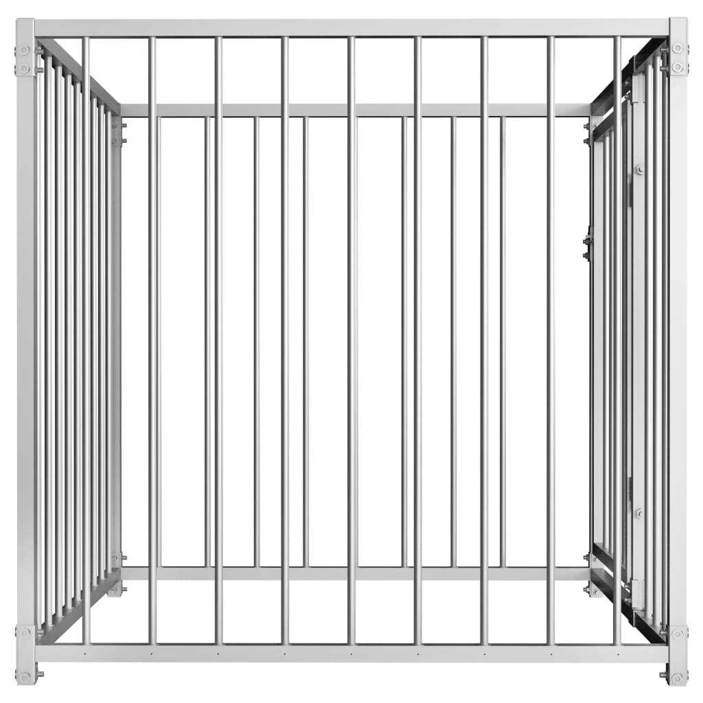 vidaXL Outdoor Dog Kennel Large Dog Crate Dog Cage Playpen Galvanized Steel-3