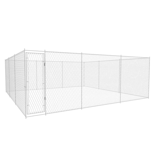 vidaXL Outdoor Dog Kennel Large Dog Crate Dog Cage Playpen Galvanized Steel-0