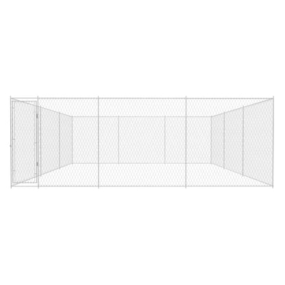 vidaXL Outdoor Dog Kennel Large Dog Crate Dog Cage Playpen Galvanized Steel-2