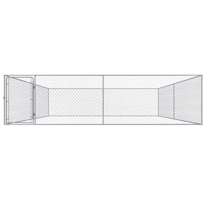 vidaXL Outdoor Dog Kennel Large Dog Crate Dog Cage Playpen Galvanized Steel-4