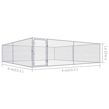 vidaXL Outdoor Dog Kennel Large Dog Crate Dog Cage Playpen Galvanized Steel-2