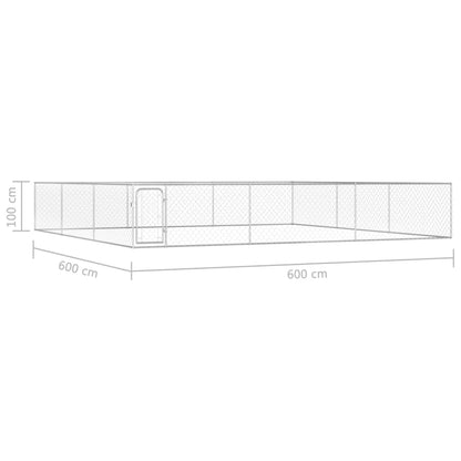 vidaXL Outdoor Dog Kennel Large Dog Crate Dog Cage Playpen Galvanized Steel-3