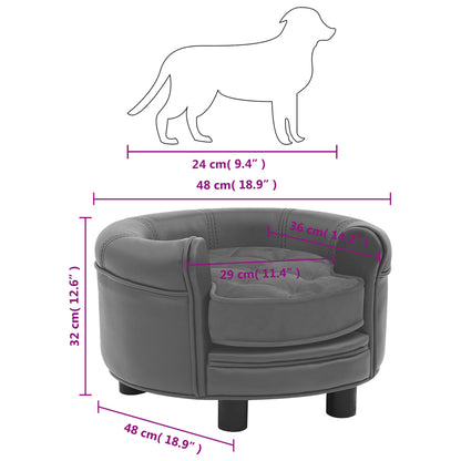 vidaXL Dog Sofa Puppy Couch Bed with Washable Cover Plush and Faux Leather-3