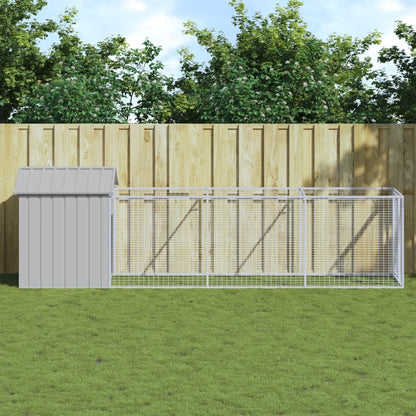 vidaXL Dog House with Run Outdoor Dog Kennel Animal House Galvanized Steel-14