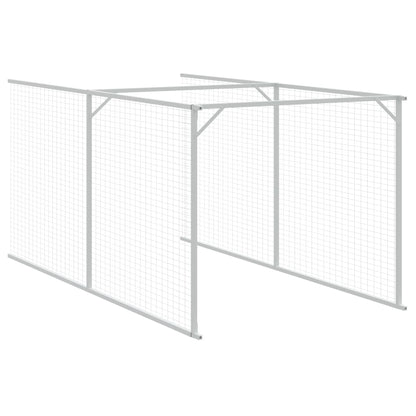 vidaXL Dog House with Run Outdoor Dog Kennel Animal House Galvanized Steel-4