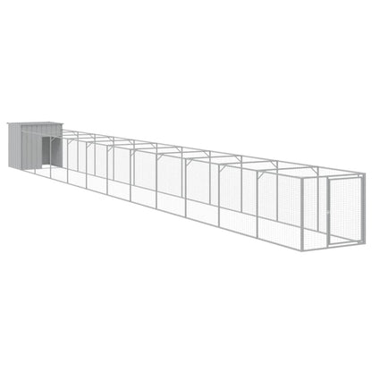 vidaXL Dog House with Run Outdoor Dog Kennel Cage Shelter Galvanized Steel-15
