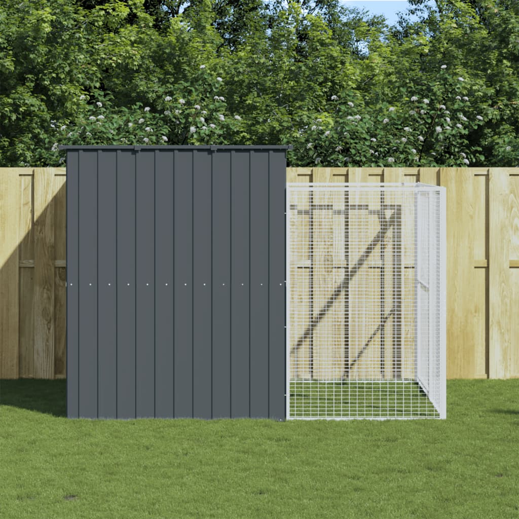 vidaXL Dog House Outdoor Dog Kennel Animal Cage with Roof Galvanized Steel-6