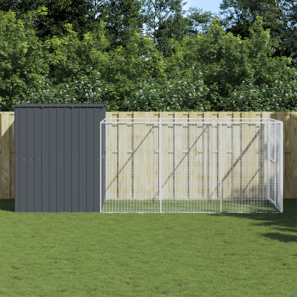vidaXL Dog House Outdoor Dog Kennel Animal Cage with Roof Galvanized Steel-7