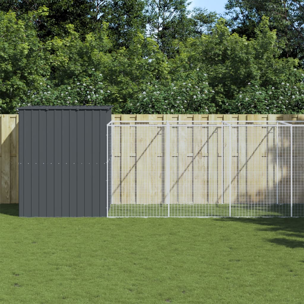 vidaXL Dog House Outdoor Dog Kennel Animal Cage with Roof Galvanized Steel-8