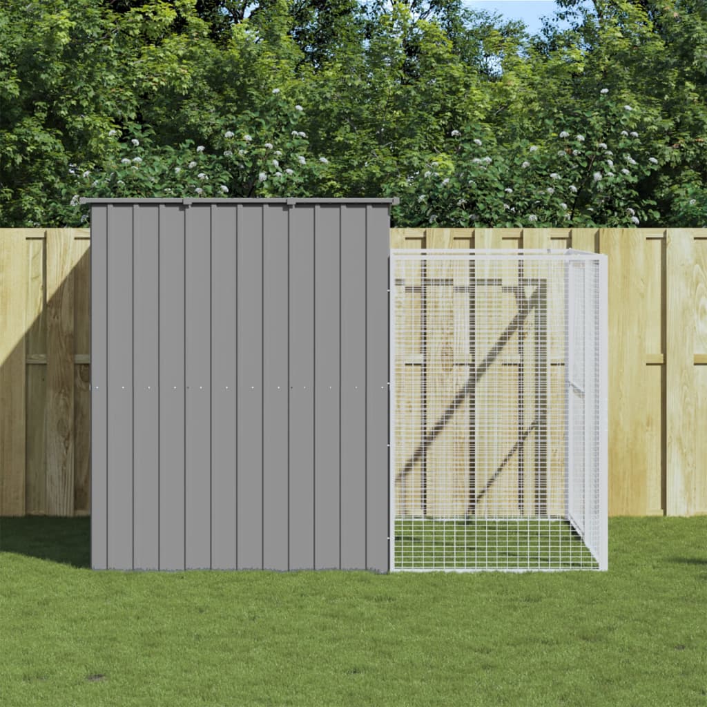 vidaXL Dog House Outdoor Dog Kennel Animal Cage with Roof Galvanized Steel-14