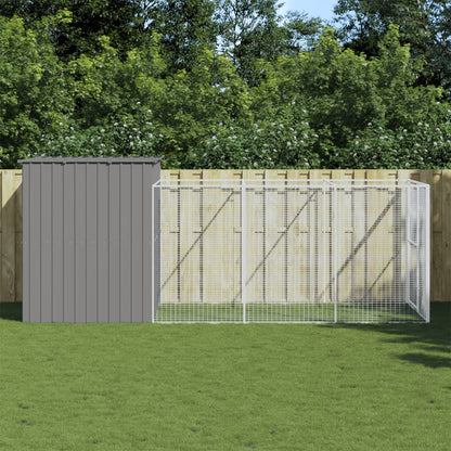 vidaXL Dog House Outdoor Dog Kennel Animal Cage with Roof Galvanized Steel-12