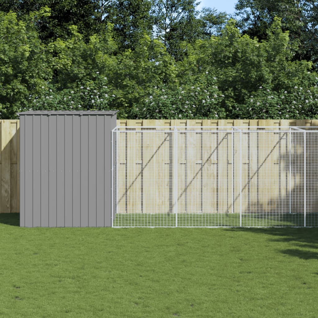 vidaXL Dog House Outdoor Dog Kennel Animal Cage with Roof Galvanized Steel-15