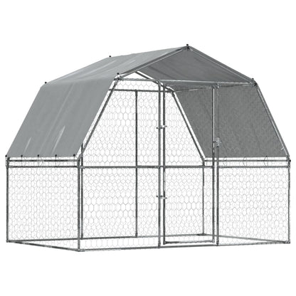vidaXL Dog Cages with Roof and Door Silver Animal Kennel 2 Pcs Galvanized Steel-2