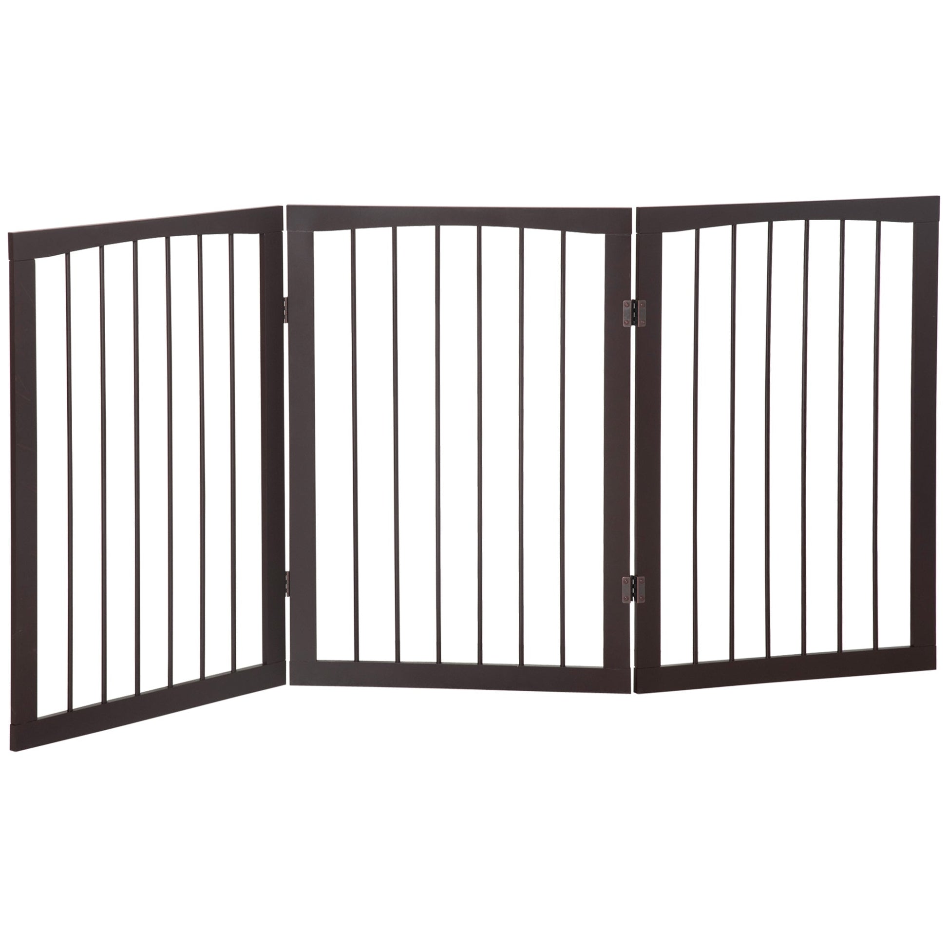Folding 3 Panel Pet Gate Wooden Foldable Dog Fence Indoor Free Standing Safety Gate Portable Separation Pet Barrier Guard-0