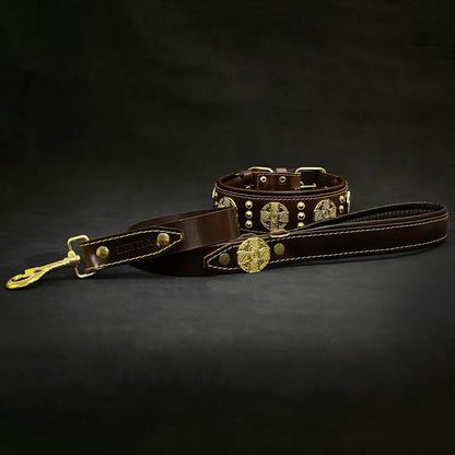 The "Maximus" collar 2.5 inch wide brown & gold-4